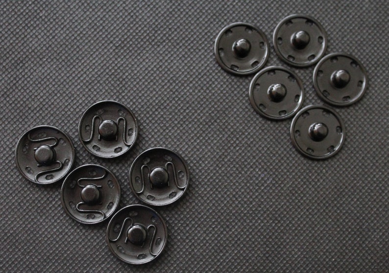 Druckknöpfe 25 mm Durchmesser zum Annähen Messing Rostfrei, Nickelfrei Buttons Pressions Schwarz Bild 4