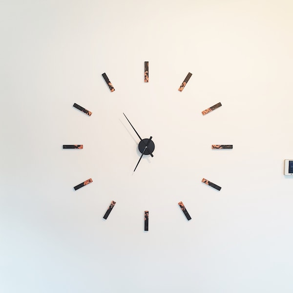 Horloge Clock Design Carbone Forgé / Cuivre 100cm XXL