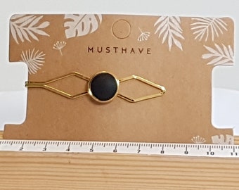 Elegante Designer Haarspange mit matt schwarzem Cabochon - sieht gut aus und hält fest im Haar!