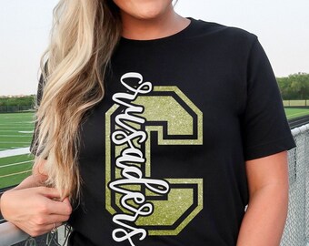 Custom Crusaders spirit wear on tees, sweatshirts, & hoodies.