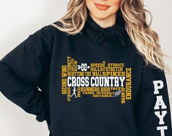 Personalized Cross Country Hoodie: Custom Name Sleeve, XC Runner Gift