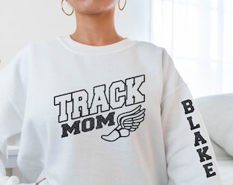 Personalized Track Mom Sweatshirt: Name & Number, Spirit Wear