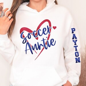 Custom & Personalized Soccer sweatshirts and hoodies (B+C) | Personalized Soccer spirit wear with name on sleeve and name on the back