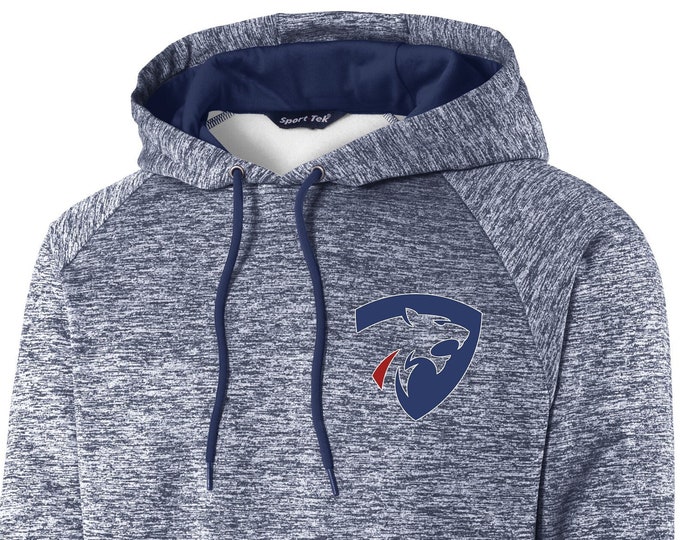 Featured listing image: Men's & ladies navy heathered hoodie with Plano Rugby Football Club Puma logo.