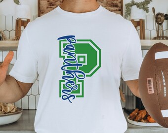 Custom Panthers school team Spirit Wear t-shirts, sweatshirts, & hoodies.