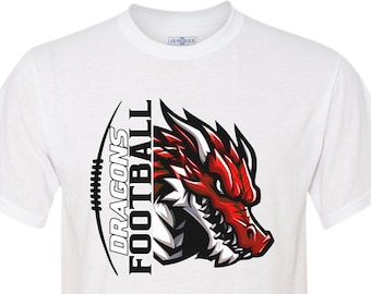 Dragons football spirit wear on adult unisex short sleeve t-shirts.