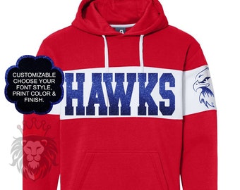 Custom & personalized Hawks school team mascot J.America hoodie