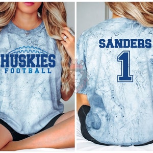 Custom football spirit wear on Comfort Colors Color Blast t-shirts & sweatshirts