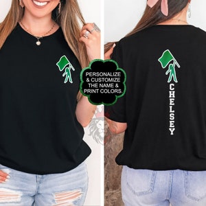 Custom color guard spirit wear with name on the back of a shirt sweatshirt or hoodie