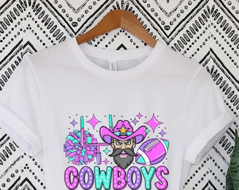 Cowboys football cheerleader pink out t-shirts.