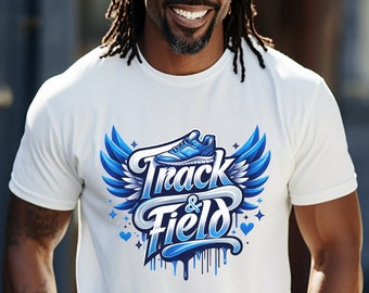 Airbrushed track and field drip spirit wear t-shirts.