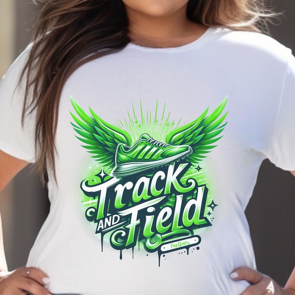 Custom airbrushed track and field spirit wear t-shirts.