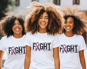 Breast cancer awareness- Fight for a Cure leopard print pink ribbon t-shirts.