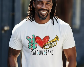 Trumpet player t- shirts Peace Love Band spirit wear