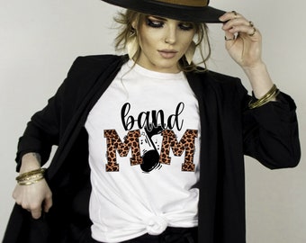 Band Mom leopard print t- shirts.