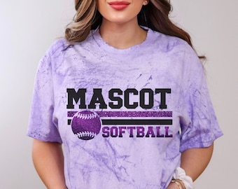 Custom Softball Spirit Wear: Comfort Colors Color Blast Mascot Tee