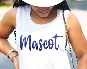 Custom Cursive Mascot Muscle Tank Top: School Spirit Wear