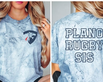 Adult Comfort Colors color blast t-shirts & sweatshirts with Plano Rugby Pumas logo on the front and family member name on the back.