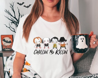 Chillin' & Killin' horror movie villains t-shirts.
