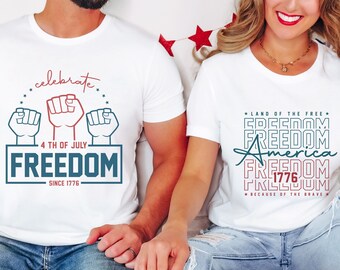 Celebrate freedom Fourth of July 1776 t-shirts.