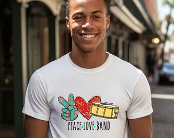 Drummer t- shirts Peace Love Band spirit wear
