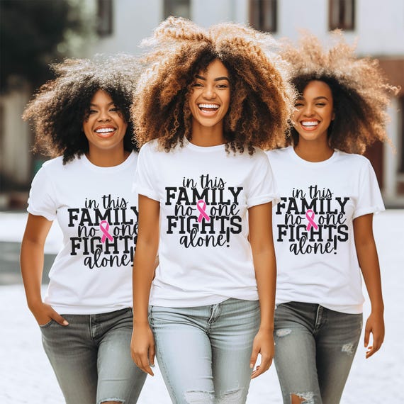 Breast cancer awareness- in this family, no one fights alone t-shirts.