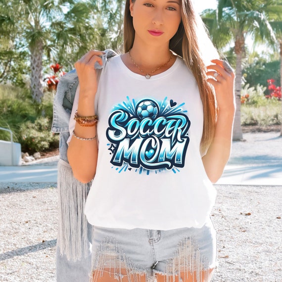 Soccer Mom airbrushed spirit wear t-shirts.