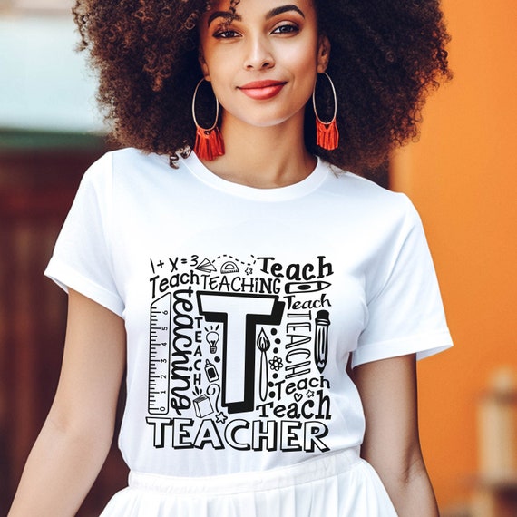 Teacher word art t- shirts.