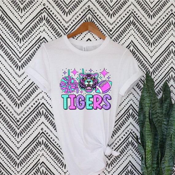 Tigers football cheerleader pink out t-shirts.