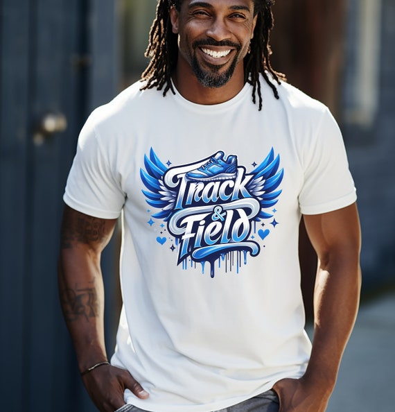 Airbrushed track and field drip spirit wear t-shirts.