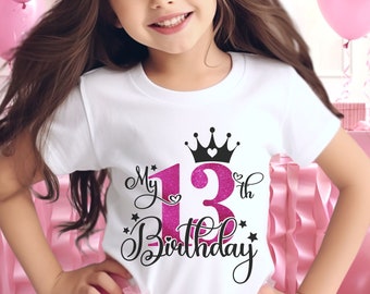 Glitter 13th Birthday Girl Shirt: Custom Teen Birthday Gift
