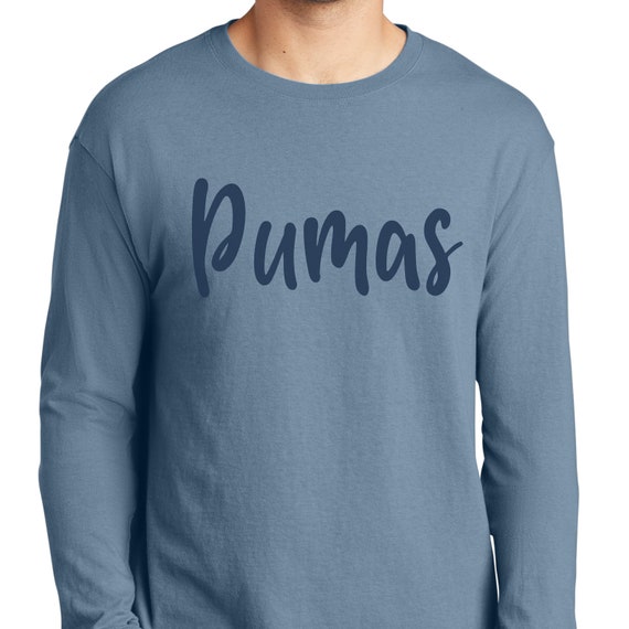 Adult Port & Company beach washed long sleeve t-shirt with Pumas in your choose of print finish.