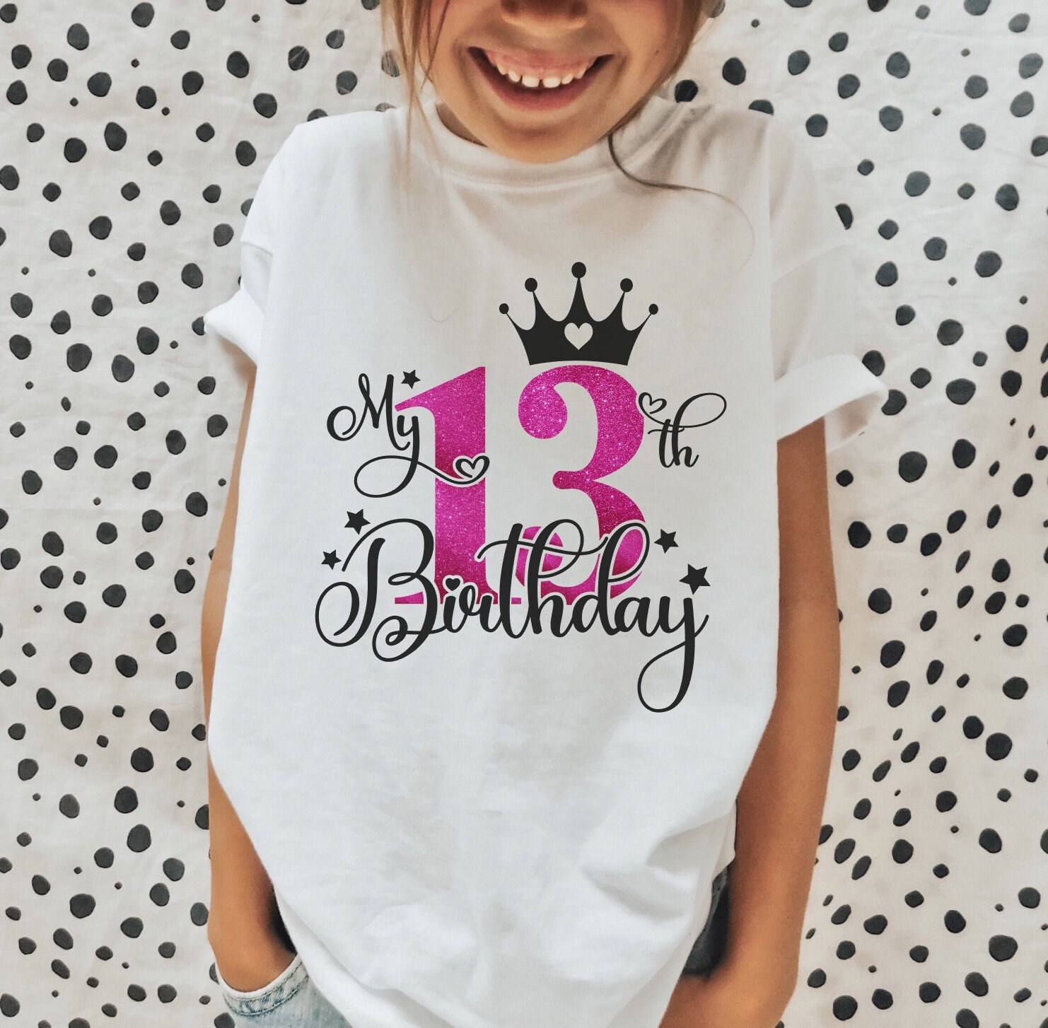 Glitter 13th Birthday Girl Shirt: Custom Teen Birthday Gift