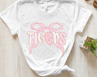 Tigers Pink Out Bow T-Shirt: Feminine Spirit Wear