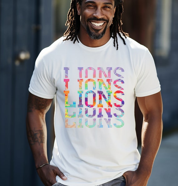 Rainbow Tie Dye Lions sports team school spirit t- shirts.