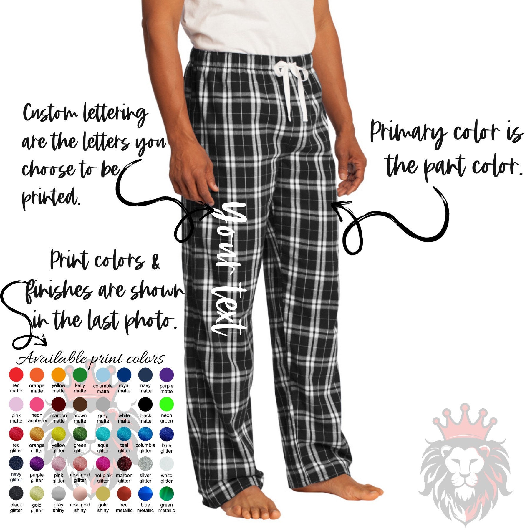 Custom Varsity Print Flannel Pajama Pants - Varsity Style