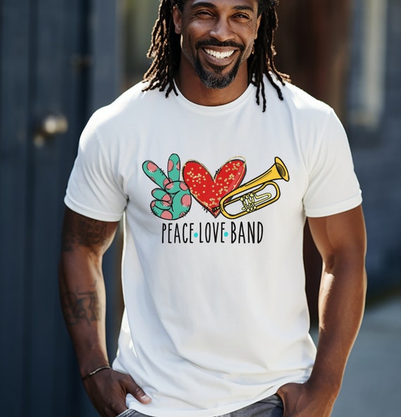 Trumpet player t- shirts Peace Love Band spirit wear