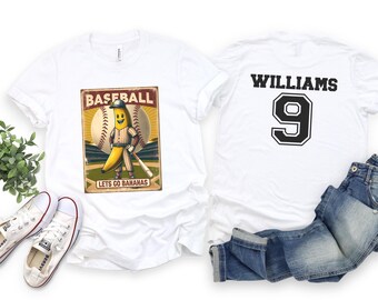 Baseball fan cheering t-shirts and hoodies with personalized name and number on the back.
