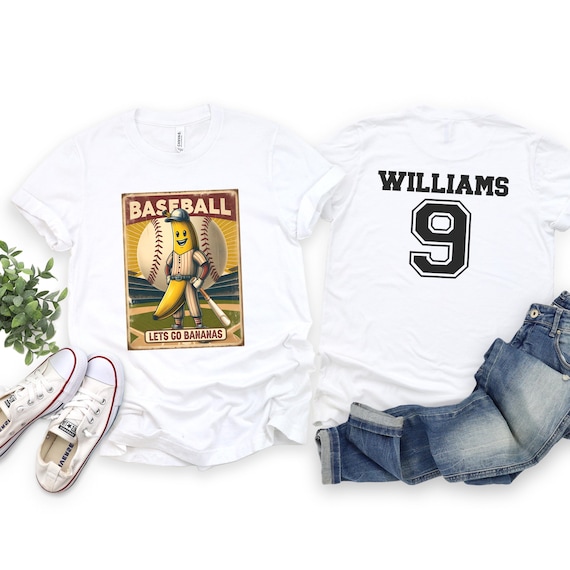 Baseball fan cheering t-shirts and hoodies with personalized name and number on the back.