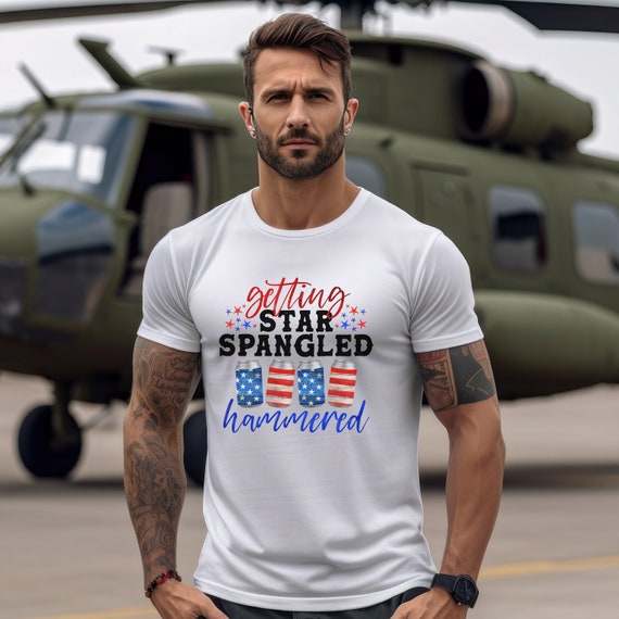 Getting star spangled hammered beer t-shirts.