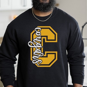 Custom Cougars school team mascot spirit wear on tees, sweatshirts, & hoodies.