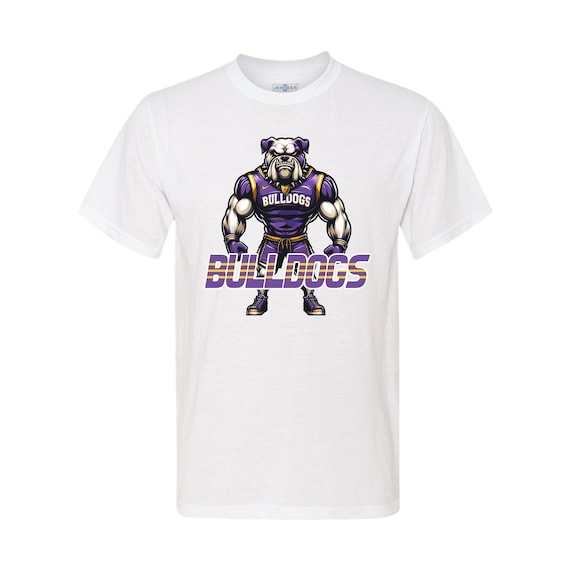 Bulldogs spirit wear on adult unisex short sleeve t-shirts.