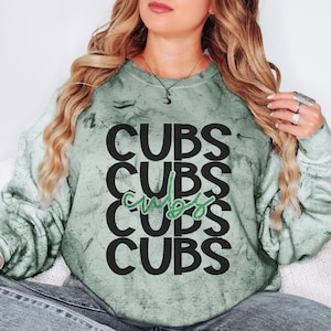 Custom CUBS school team mascot Spirit Wear on Comfort Colors color blast t-shirts & sweatshirts