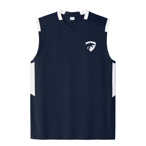 Men's Pumas rugby summer 7s spirit wear on sleeveless V-neck tank top.