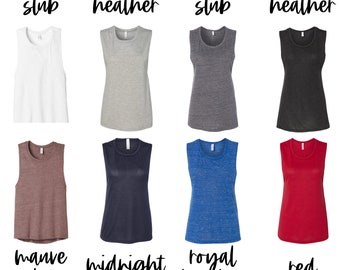 Bella Canvas Women's Flowy Scoop Neck Muscle Tank - Drapey Casual Tank Top (Color: M Midnight)