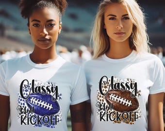 Classy until kickoff leopard print t-shirts.