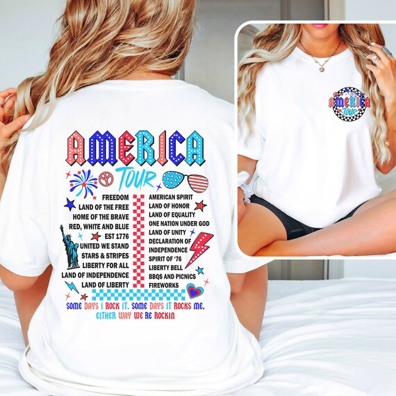 Patriotic America tour t-shirts.