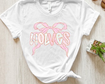Wolves Pink Out Bow T-Shirt: Feminine Spirit Wear