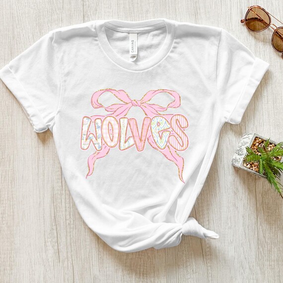 Wolves Pink Out Bow T-Shirt: Feminine Spirit Wear