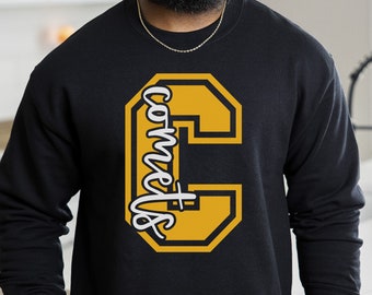 Custom Comets school team spirit wear tees sweatshirts & hoodies.